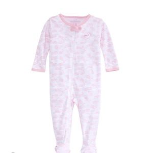 Excellent condition Vineyard Vines Pink and White Strip Baby Onesie